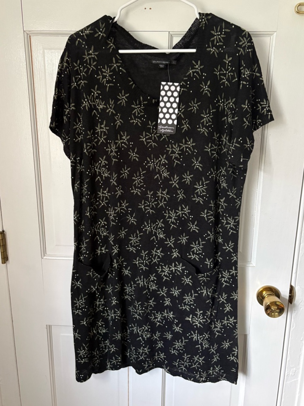NEW Gudrun Sjoden Hassel Tunic 100% Linen Floral Short Sleeves, Size Large (L) - Picture 2 of 10